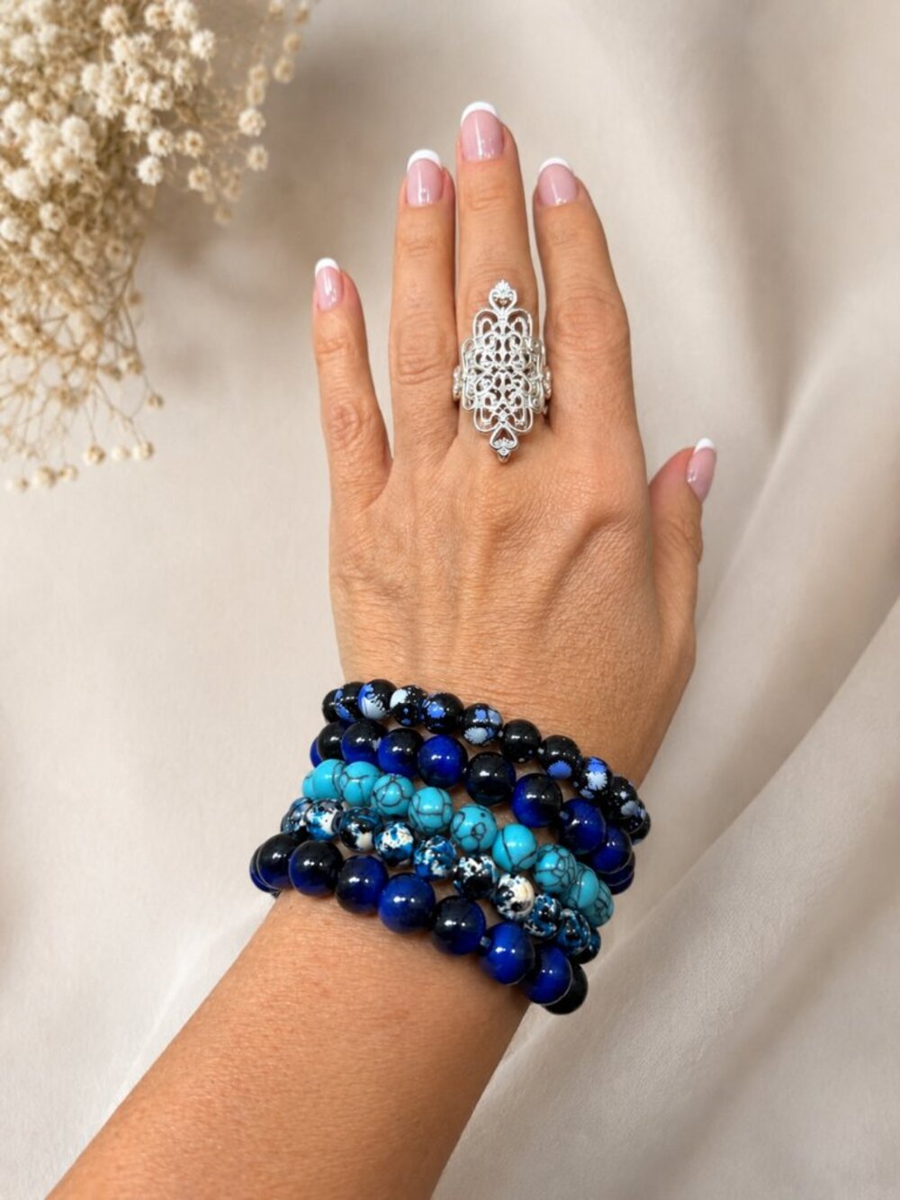 Bracelets and Silver Ring Turquoise Gemstone Luck Money Health Travel